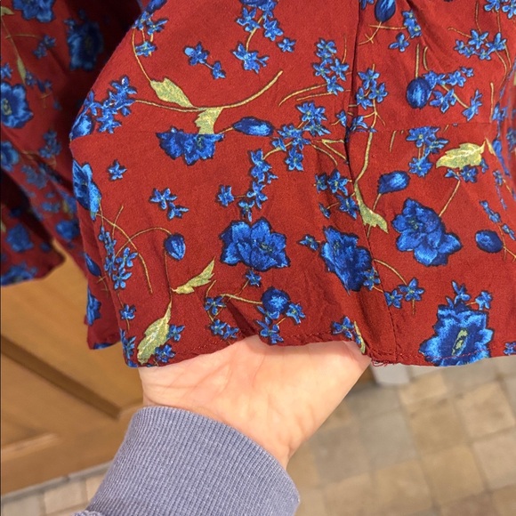 Free People Floral Button-Front Burgundy Mini Dress - Picture 9 of 11